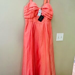 Elegant Coral Women Summer Long Dress